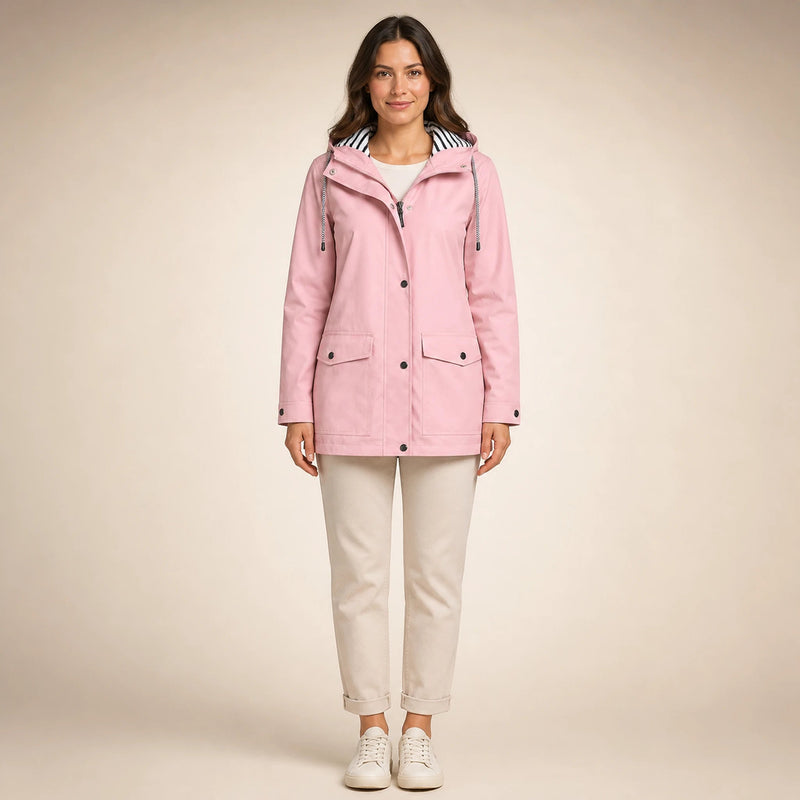 Riley | Women's Hooded Rain Jacket, Windproof Shell in Pink, view 1