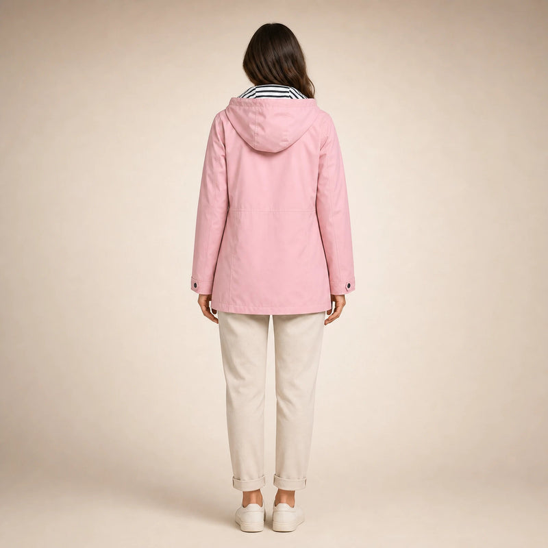 Riley | Women's Hooded Rain Jacket, Windproof Shell in Pink, view 2