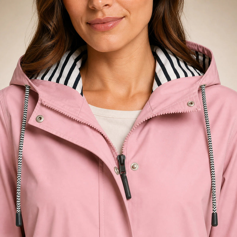 Riley | Women's Hooded Rain Jacket, Windproof Shell in Pink, view 4