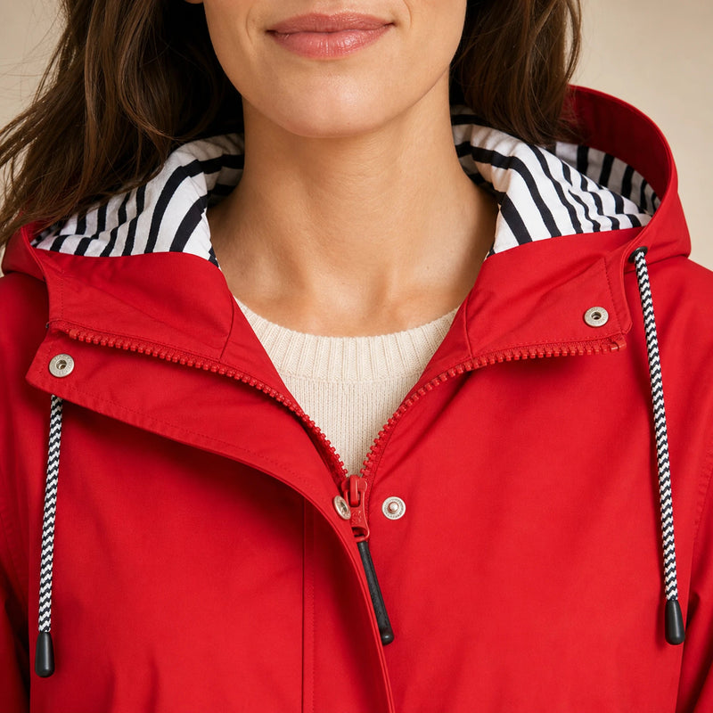 Riley | Women's Hooded Rain Jacket, Windproof Shell in Red, view 4