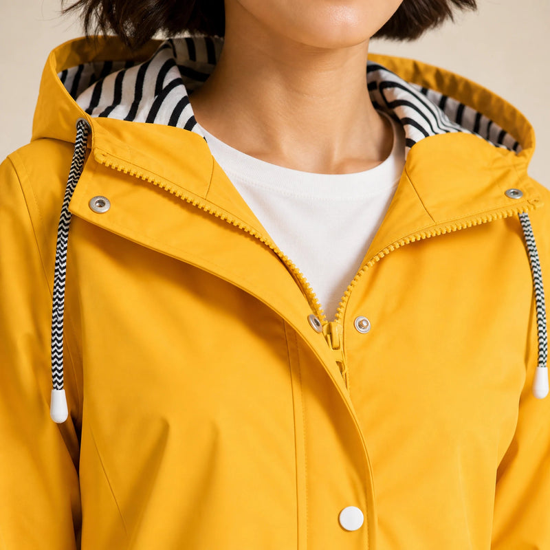 Riley | Women's Hooded Rain Jacket, Windproof Shell in Yellow, view 4