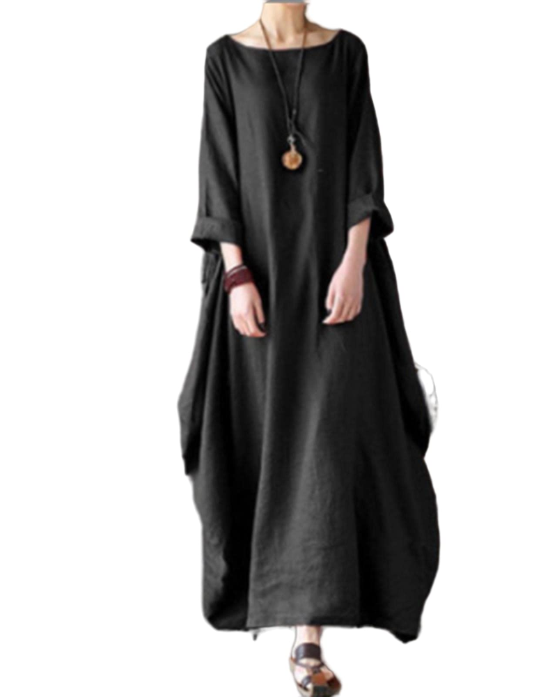 Selma | Oversize Maxikjole i Sort, forfra