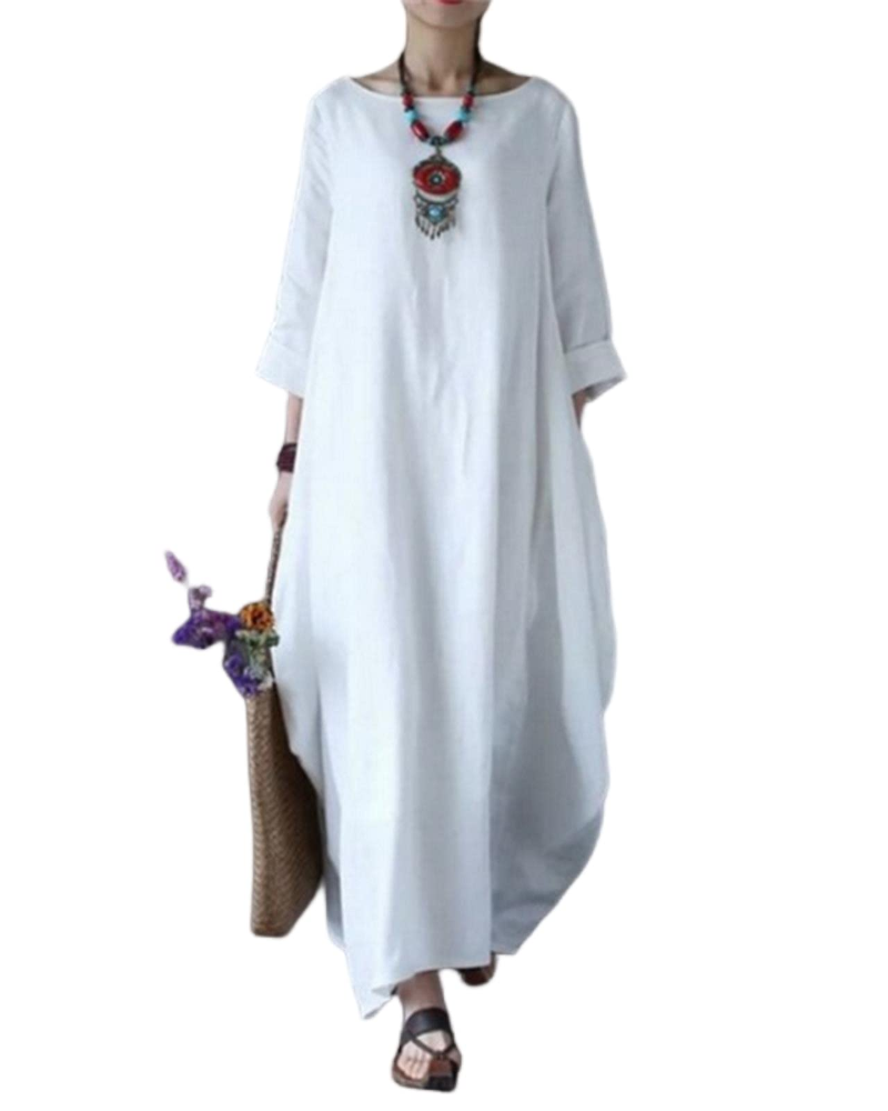 Selma | Oversize Maxikjole i Hvid, forfra