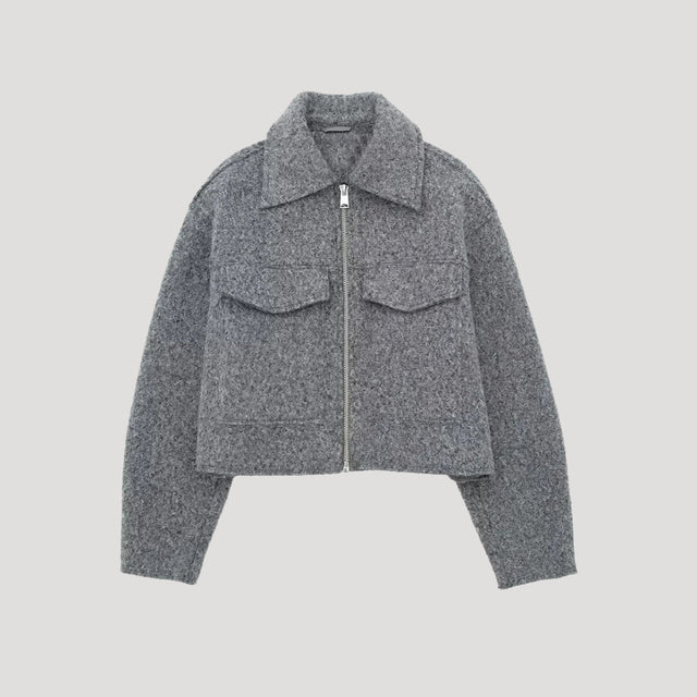 Sienna | Kort jakke i bouclé-look i Grå, forfra