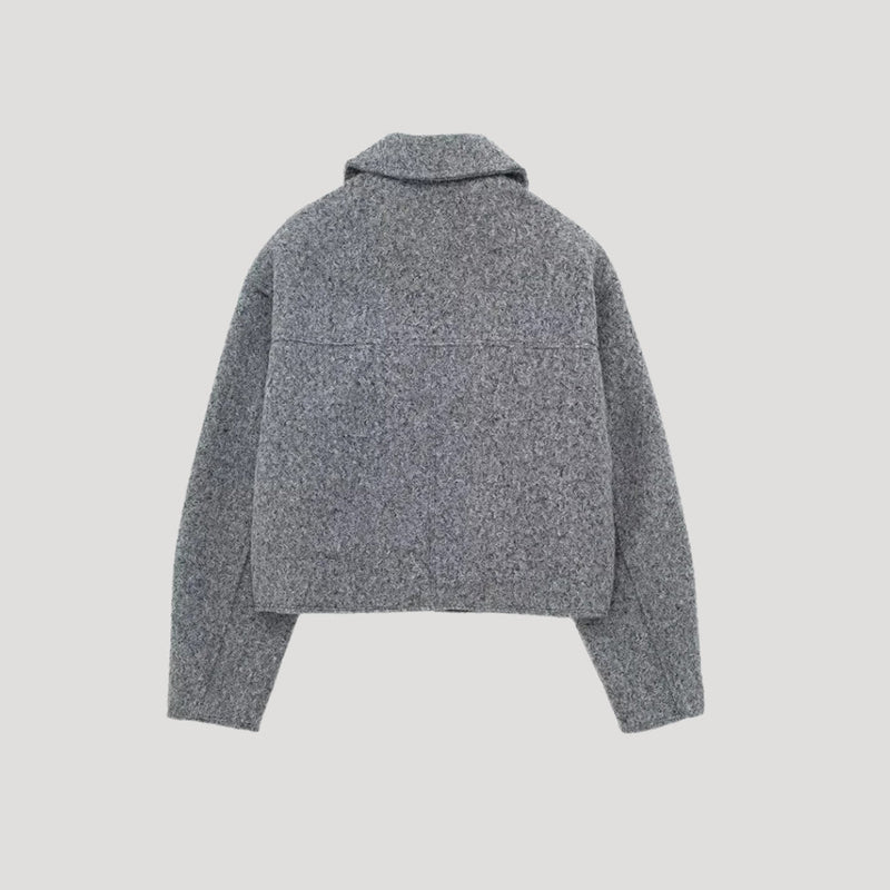 Sienna | Kort jakke i bouclé-look i Grå, bagfra