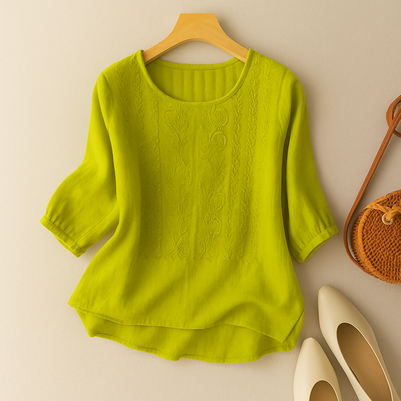 Sine | Broderet bluse i Lilla, forfra