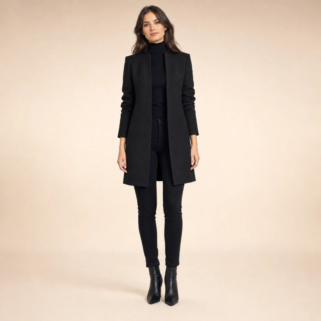 Sophia | Women's Wool-Feel Coat, Regular Fit in Black, view 1