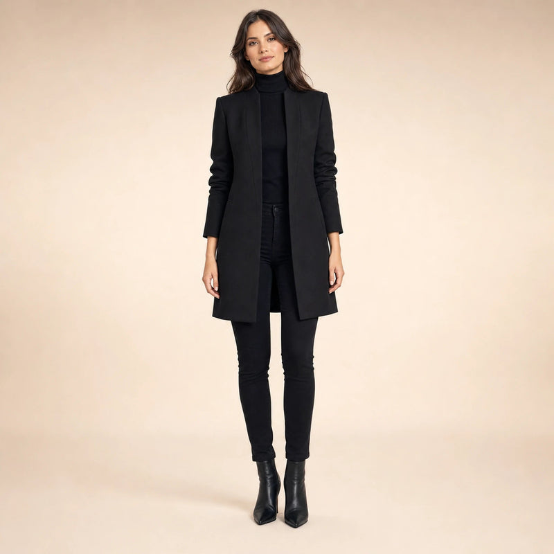 Sophia | Women's Wool-Feel Coat, Regular Fit in Black, view 1