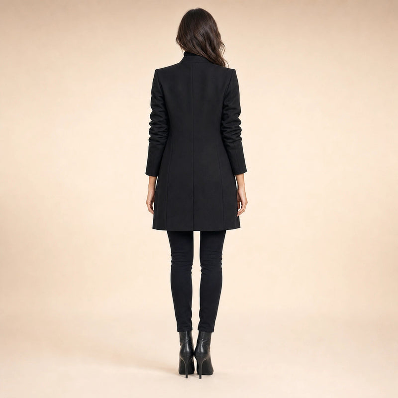 Sophia | Women's Wool-Feel Coat, Regular Fit in Black, view 2
