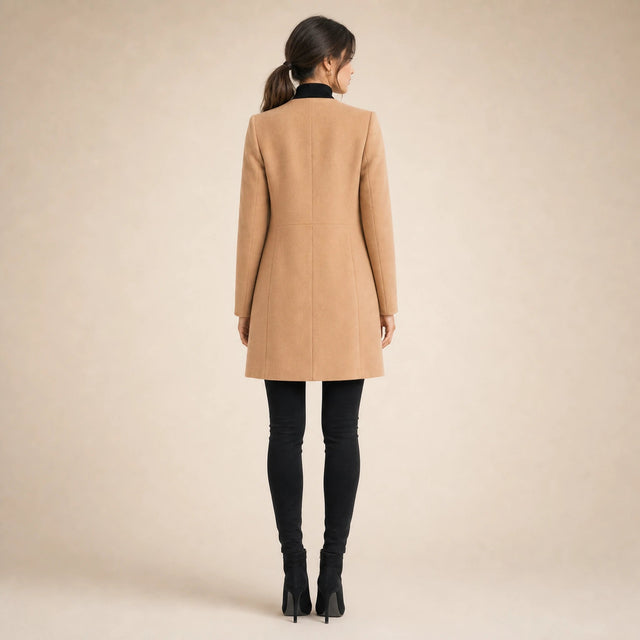 Sophia | Women's Wool-Feel Coat, Regular Fit in Khaki, view 2