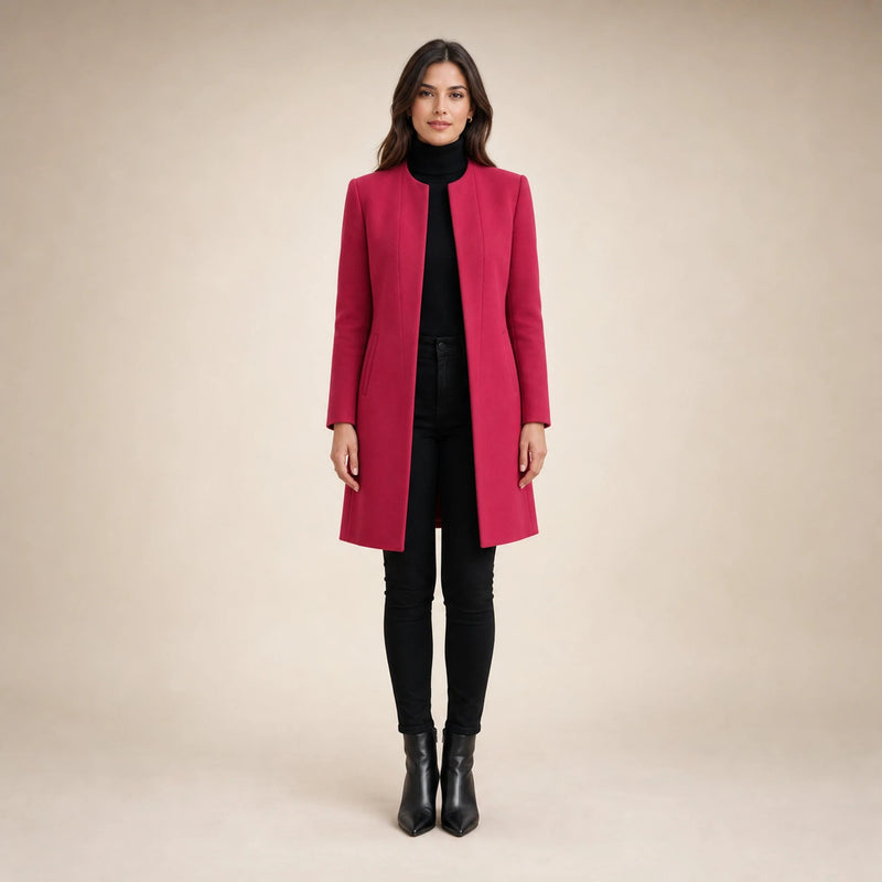 Sophia | Women's Wool-Feel Coat, Regular Fit in Pink, view 1