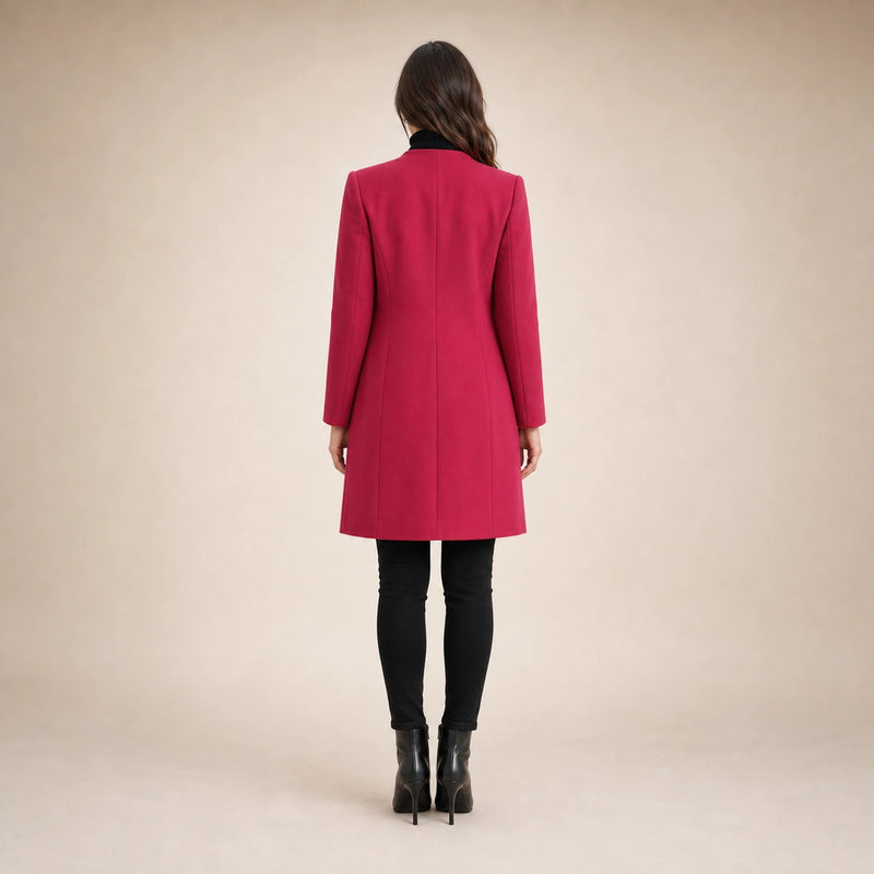 Sophia | Women's Wool-Feel Coat, Regular Fit in Pink, view 2
