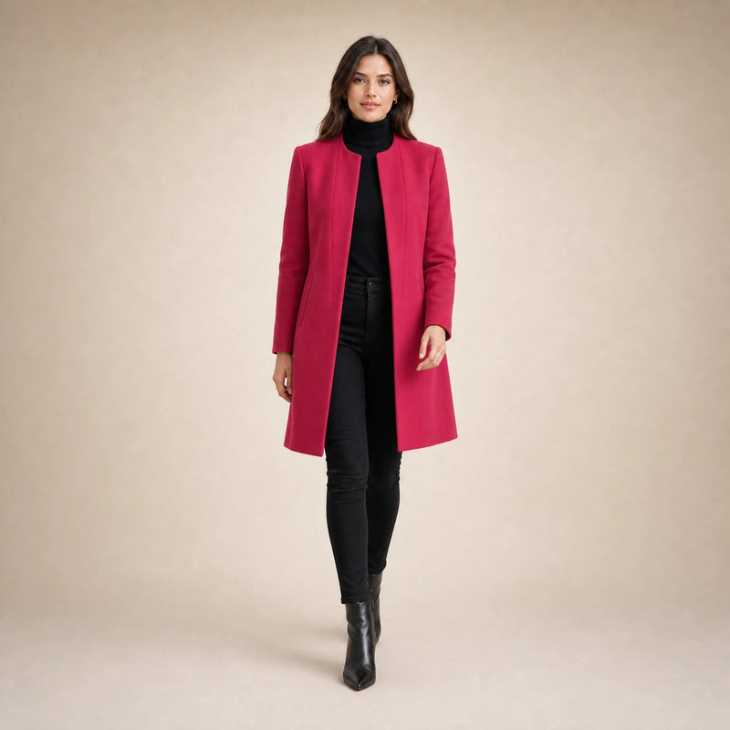Sophia | Women's Wool-Feel Coat, Regular Fit in Pink, view 3