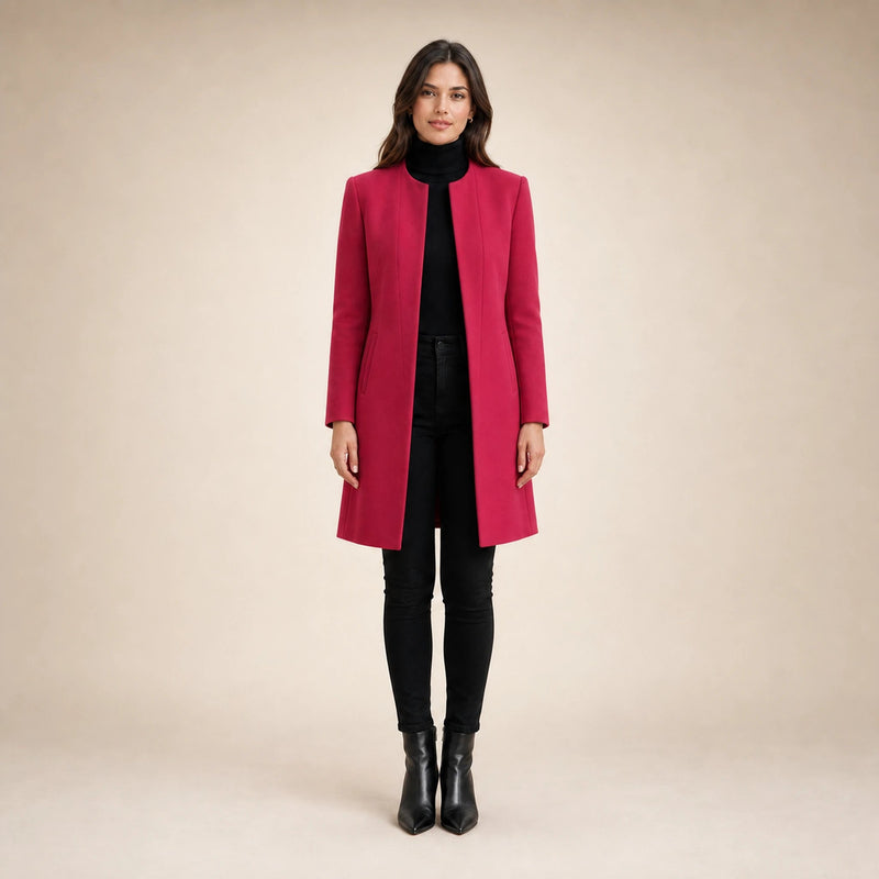 Sophia | Women's Wool-Feel Coat, Regular Fit in Pink, view 4