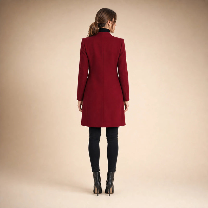 Sophia | Women's Wool-Feel Coat, Regular Fit in Red, view 2