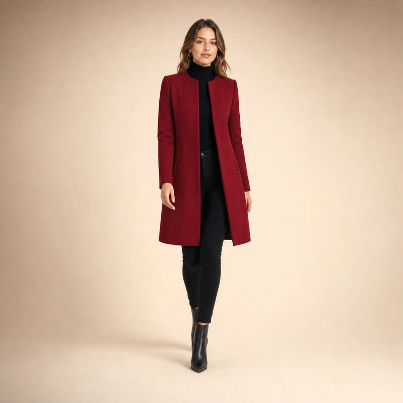 Sophia | Women's Wool-Feel Coat, Regular Fit in Red, view 3