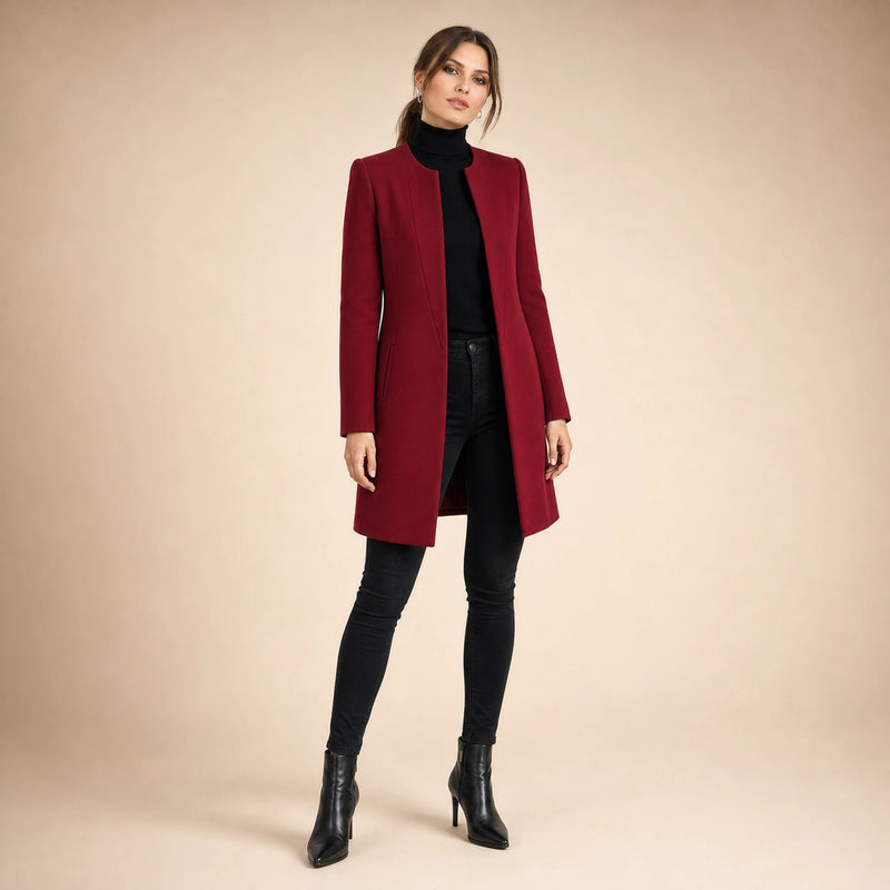 Sophia | Women's Wool-Feel Coat, Regular Fit in Red, view 4