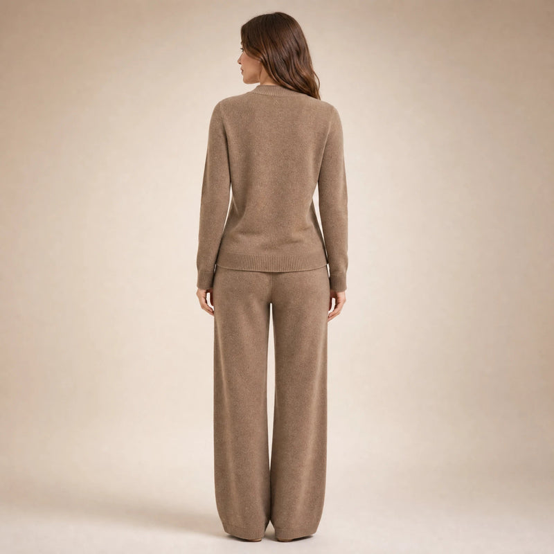 Stella | Women's Cashmere-Feel Sweater, Soft Crewneck Knit in Brown, view 2