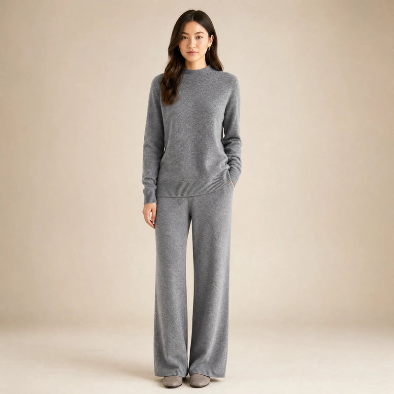Stella | Women's Cashmere-Feel Sweater, Soft Crewneck Knit in Gray, view 1