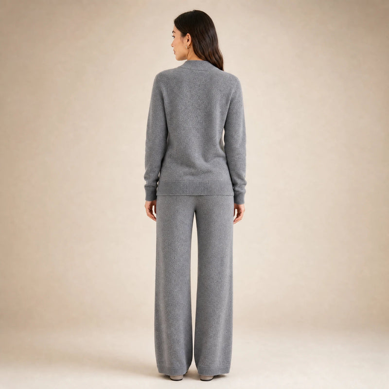 Stella | Women's Cashmere-Feel Sweater, Soft Crewneck Knit in Gray, view 2