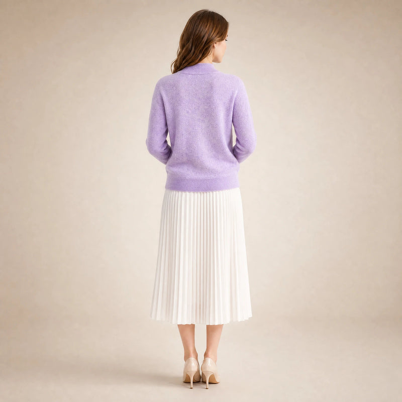 Stella | Women's Cashmere-Feel Sweater, Soft Crewneck Knit in Light Purple, view 2