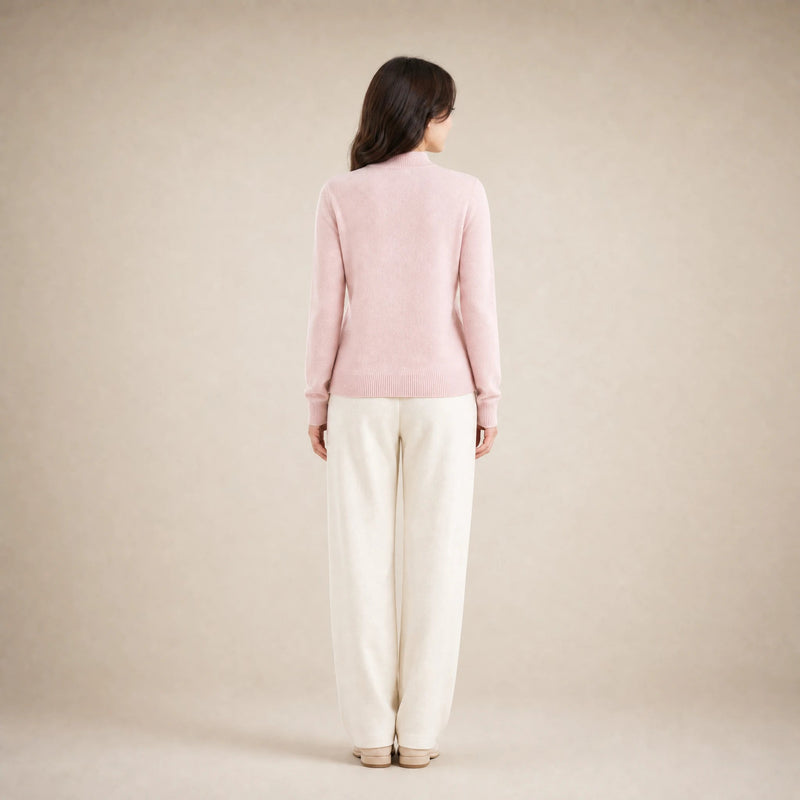 Stella | Women's Cashmere-Feel Sweater, Soft Crewneck Knit in Pink, view 2