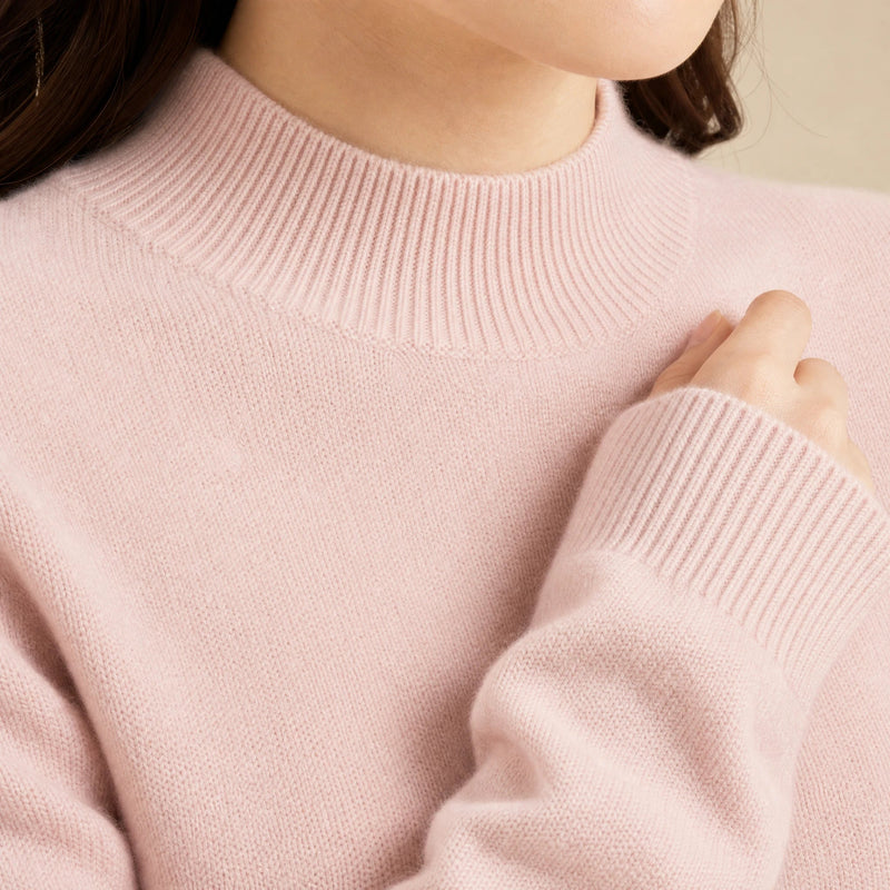 Stella | Women's Cashmere-Feel Sweater, Soft Crewneck Knit in Pink, view 4