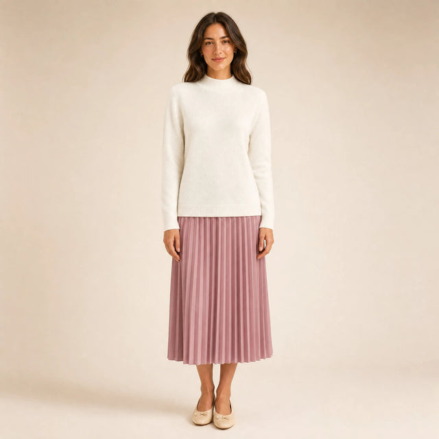 Stella | Women's Cashmere-Feel Sweater, Soft Crewneck Knit in White, view 1