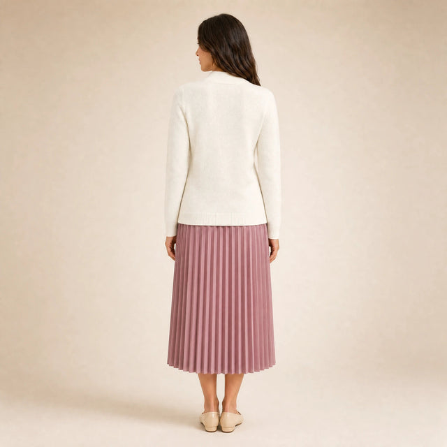 Stella | Women's Cashmere-Feel Sweater, Soft Crewneck Knit in White, view 2