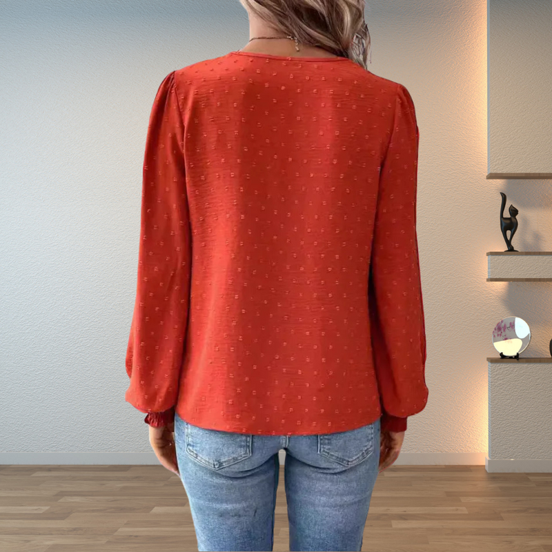Vera | Blondepanel Bluse i Rød, bagfra