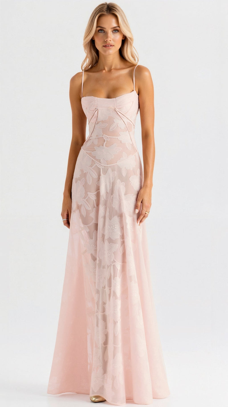 Hvide Blonde Kjoler Dame Bustier Maxikjole i Rosa, produktbillede