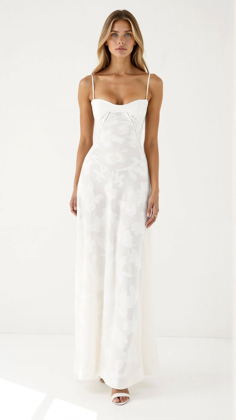 Hvide Blonde Kjoler Dame Bustier Maxikjole i Hvid, produktbillede