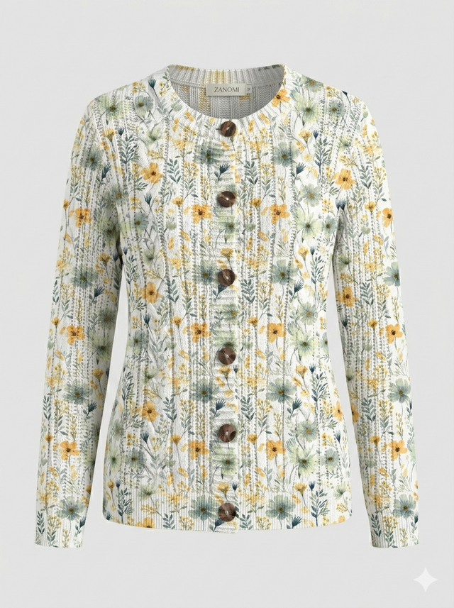 Viveca | Blomsterprint Cardigan, forfra