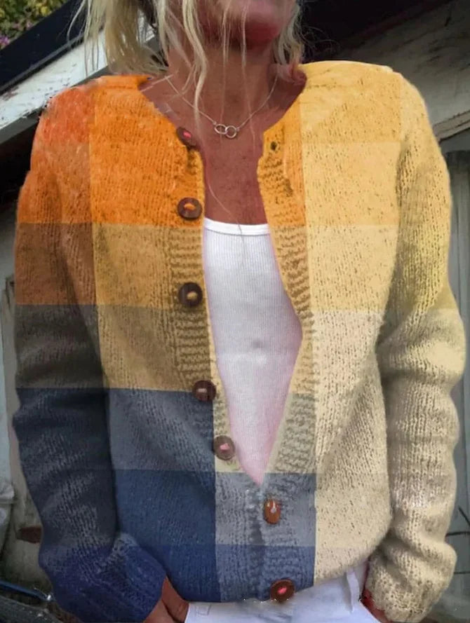 Viveca | Blomsterprint Cardigan i Multifarvet, forfra