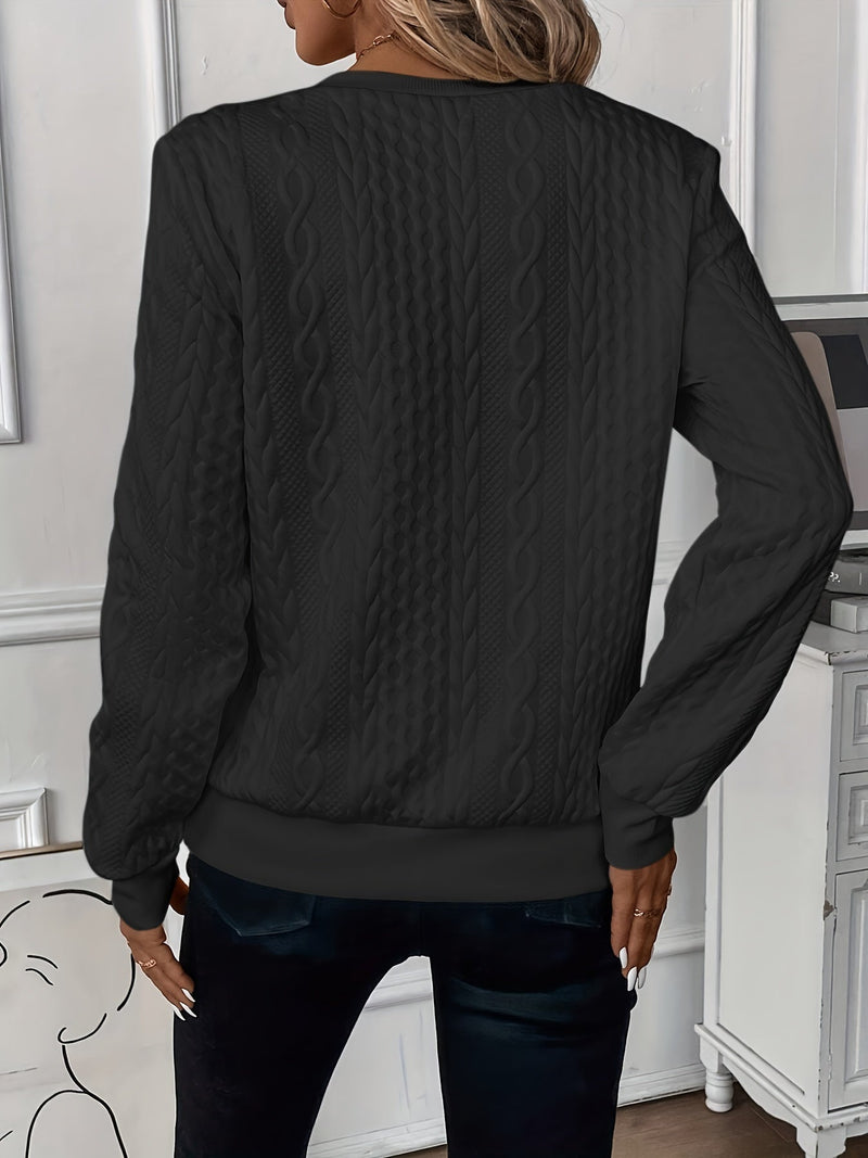 Zoey | Kabelstrikket sweater med lynlås i Sort, bagfra