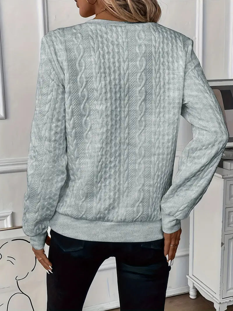 Zoey | Kabelstrikket sweater med lynlås i Grå, bagfra