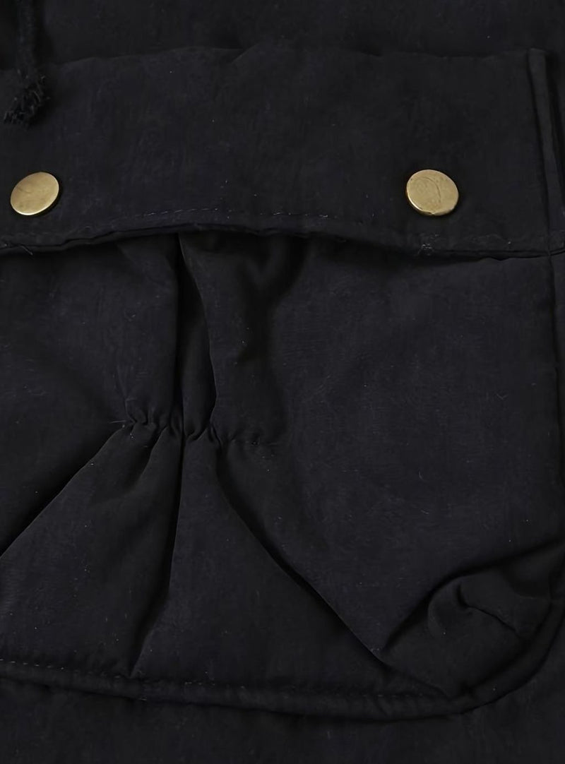 Lined Winter Parka for Women with Teddy Collar and Drawstring Waist, close-up