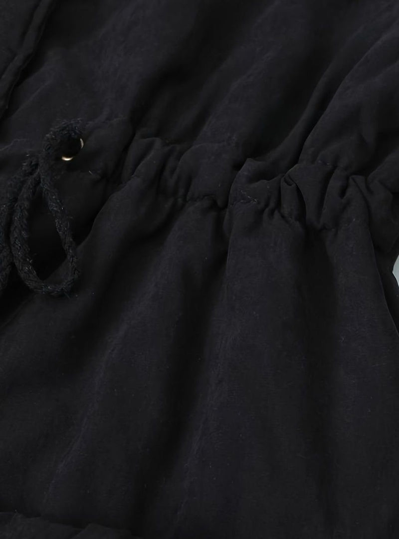 Lined Winter Parka for Women with Teddy Collar and Drawstring Waist, detail