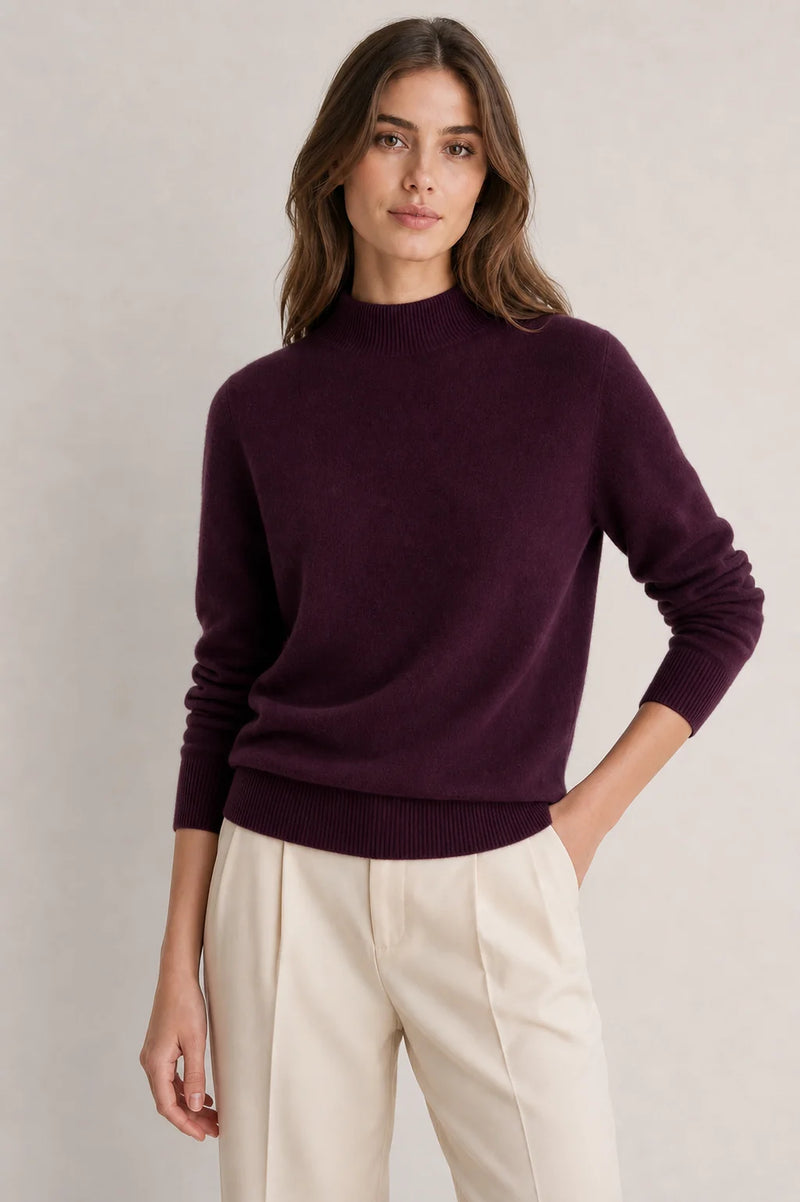 Sofaine Stella cashmere-blend sweater in Dark Purple, worn front