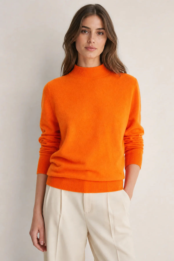 Sofaine Stella cashmere-blend sweater in Orange, worn front hero