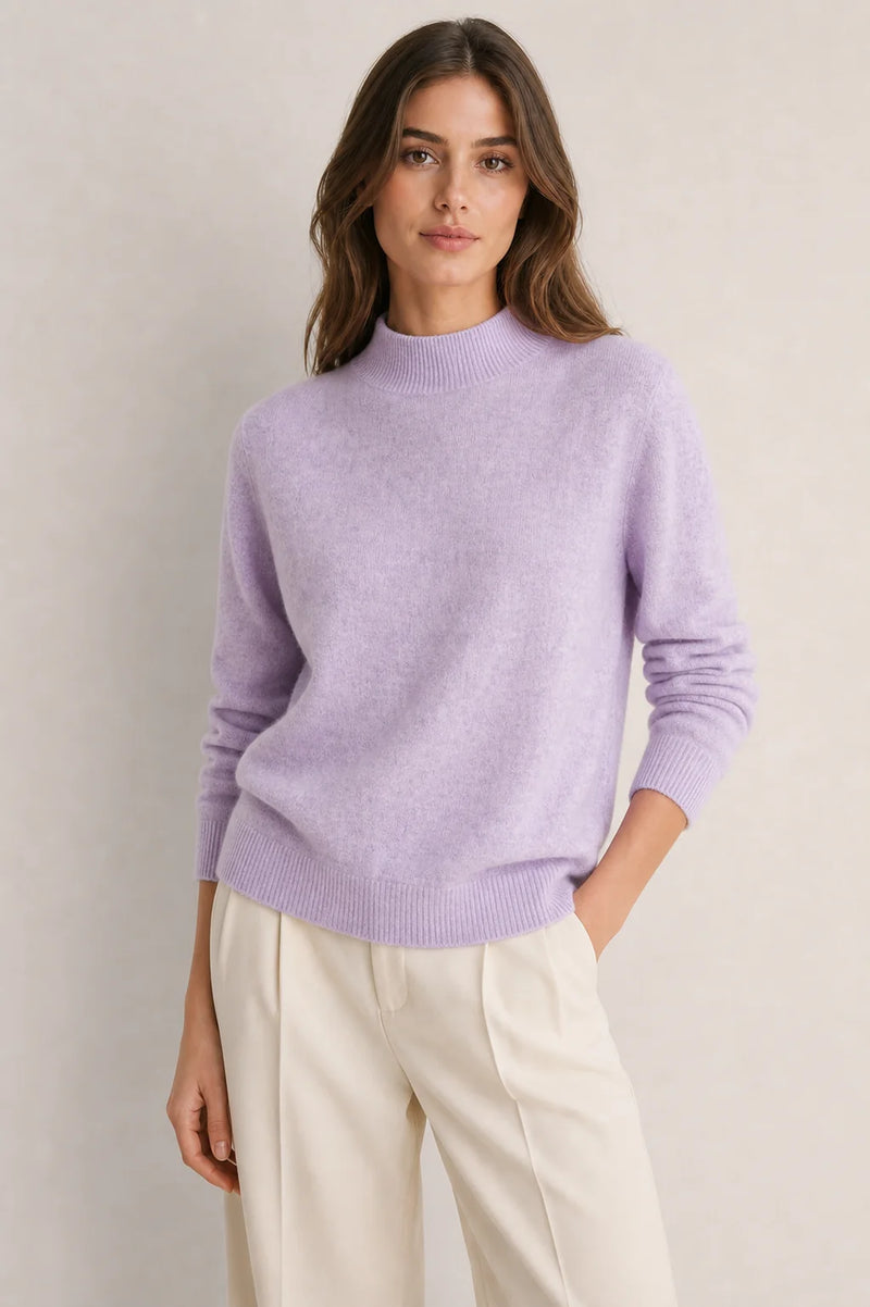 Sofaine Stella cashmere-blend sweater in Light Purple, worn front