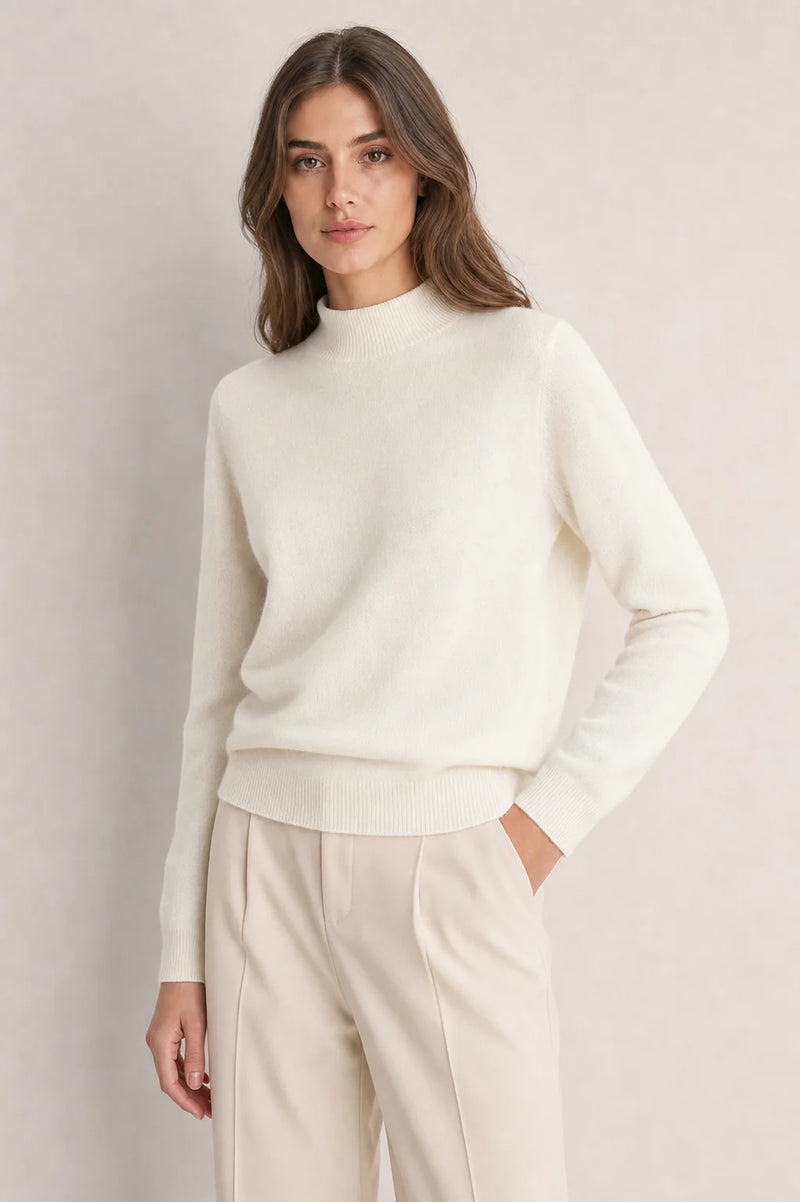 Sofaine Stella cashmere-blend sweater in White, worn front