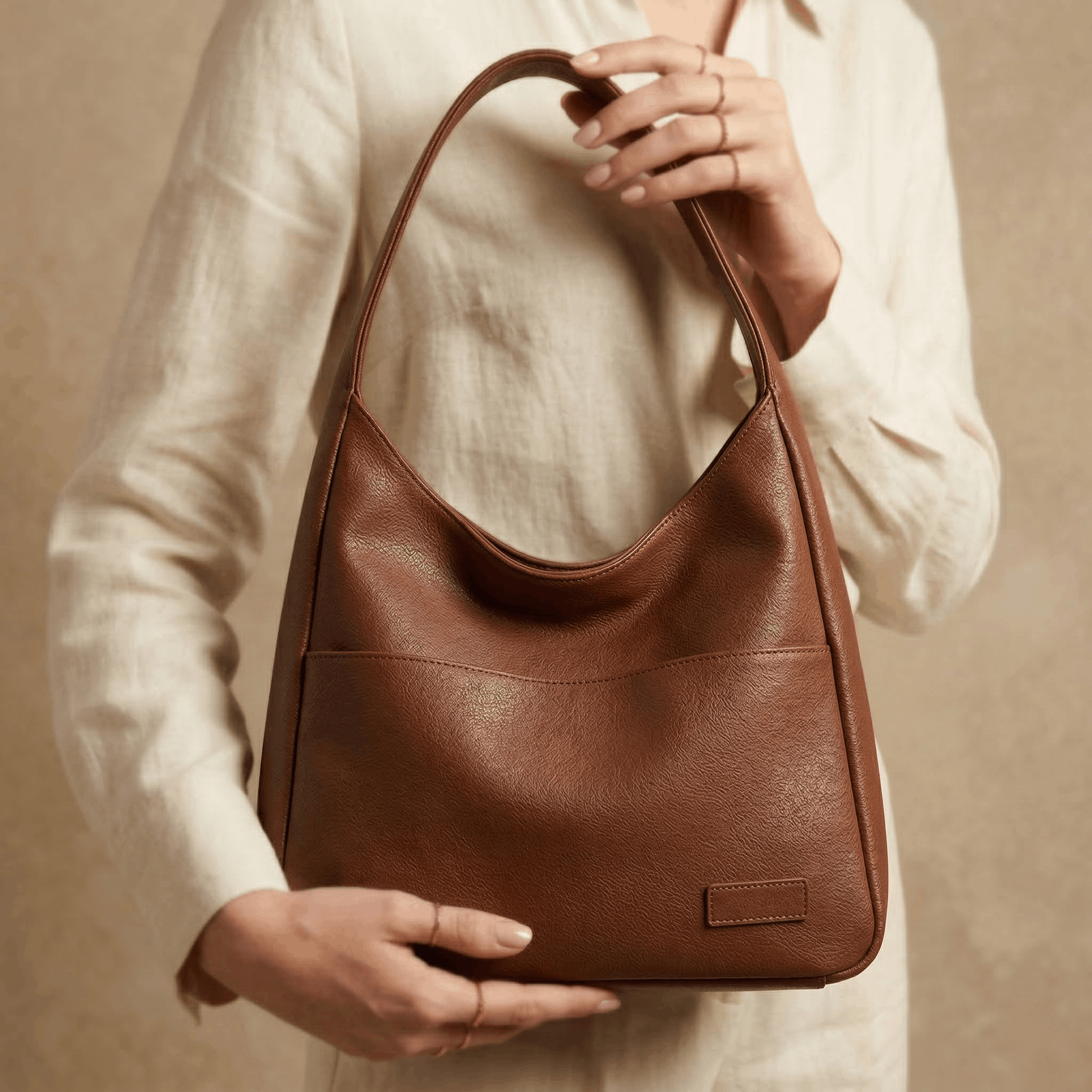 The Elodie | Minimalist vegan leather shoulder bag - Sofaine