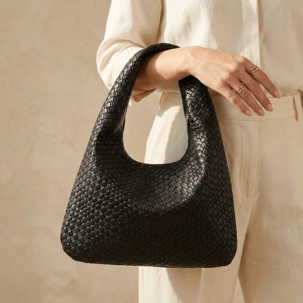 The Luna | Woven Vegan Leather Hobo Bag for Women - Sofaine