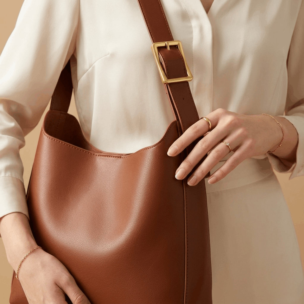 The Sylvie | Vegan leather bucket shoulder bag - Sofaine