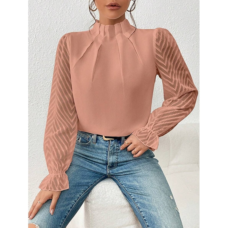 Ophelia | Bluse med høj hals, bagfra