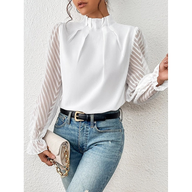 Ophelia | Bluse med høj hals, bagfra