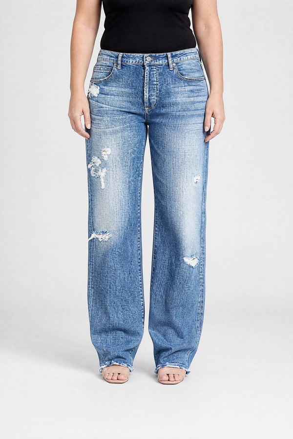 Sofaine Vada women's wide-leg jeans in Blue, front view