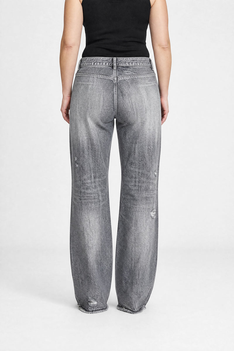 Sofaine Vada women's wide-leg jeans in Gray, back view