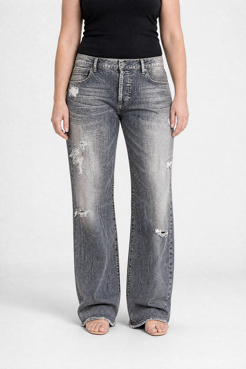Sofaine Vada women's wide-leg jeans in Gray, front view